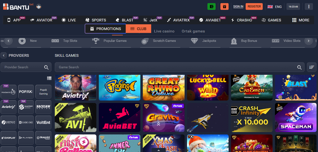 Games at BantuBet Casino