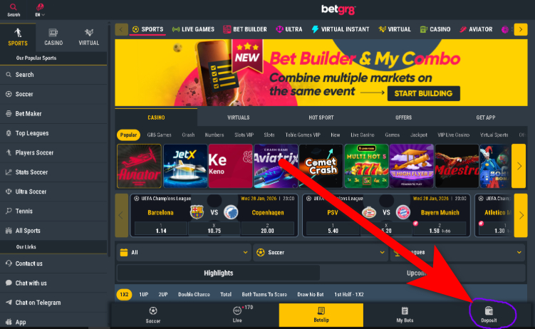 Deposit to Betgr8 Aviator