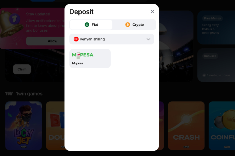 Deposit method at 1Win Casino