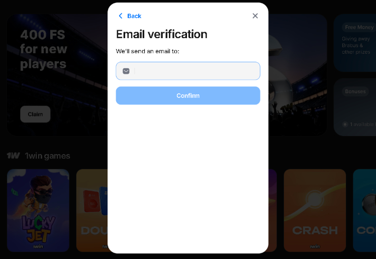 Email Verification at 1win Casino