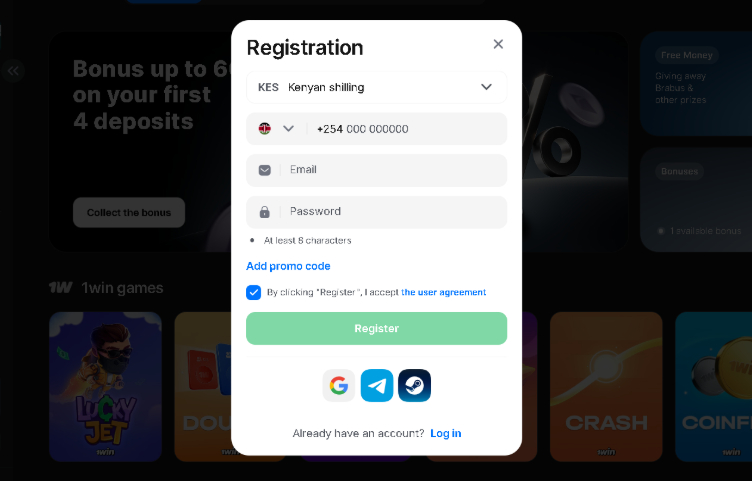 Registration at 1win Aviator Predictor