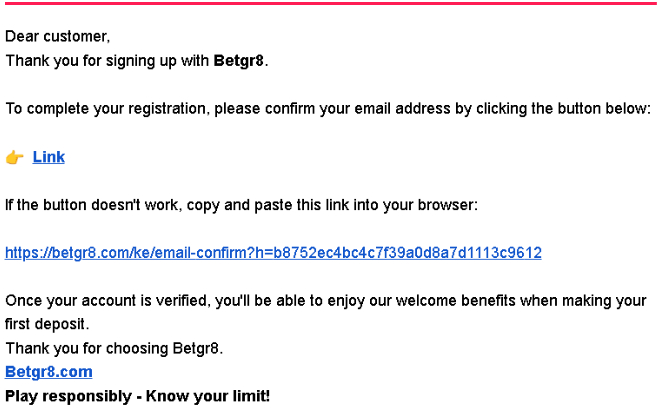 Verify Account at Betgr8 Aviator